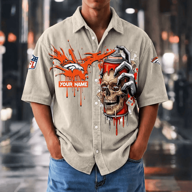 [SPECIAL OFFER] NEW CUSTOMIZED NFL13 DVB DENVER BRONCOS SEERSUCKER BUTTON SHIRT