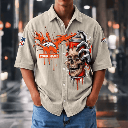 [SPECIAL OFFER] NEW CUSTOMIZED NFL13 DVB DENVER BRONCOS SEERSUCKER BUTTON SHIRT
