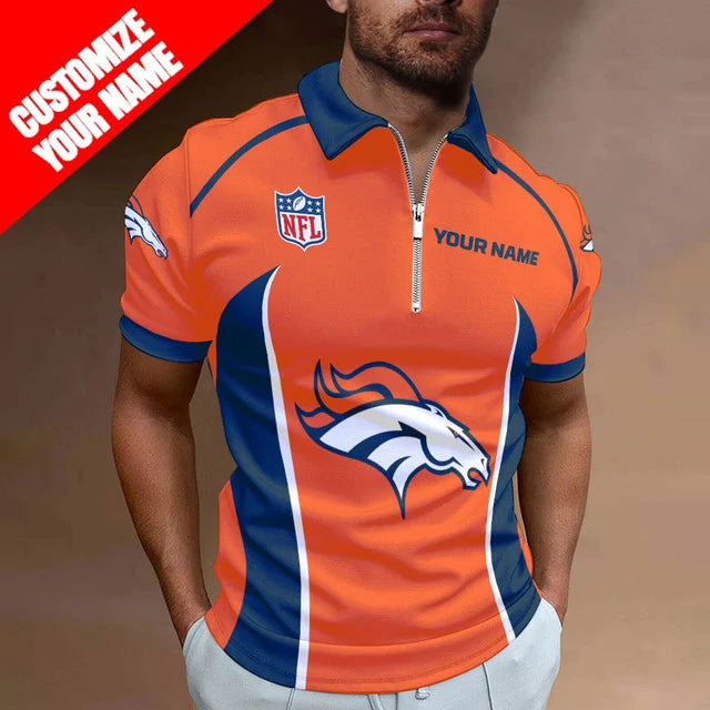 LIMITED EDITION - NEW CUSTOMIZED NFL13 DVB DENVER BRONCOS ZIP POLO SHIRT