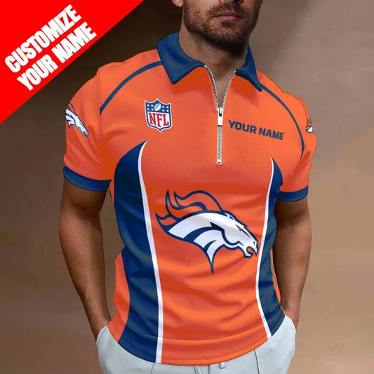LIMITED EDITION - NEW CUSTOMIZED NFL13 DVB DENVER BRONCOS ZIP POLO SHIRT
