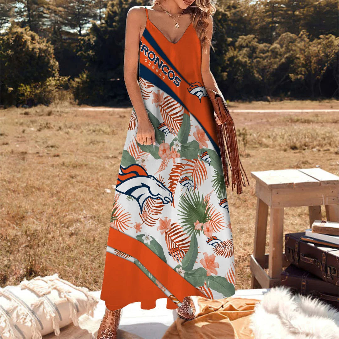 LIMITED RUN - NEW CUSTOMED NFL13 DVB DV BRONCOS HAWAIIAN LONG DRESS