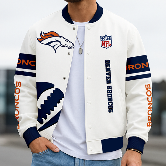 LIMITED EDITION - NEW CUSTOMIZED NFL13 DVB DENVER BRONCOS BASEBALL JACKET
