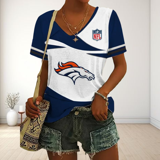 LIMITED EDITION - NEW CUSTOMIZED NFL13 DVB DENVER BRONCOS V-NECK FEMALE SHIRT