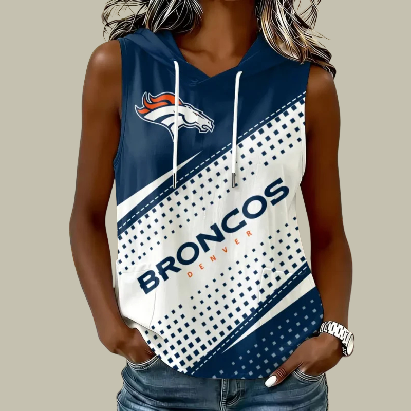 [SPECIAL OFFER] NEW CUSTOMIZED NFL13 DVB DENVER BRONCOS WOMEN'S SLEEVELESS HOODED POCKET TANK TOP