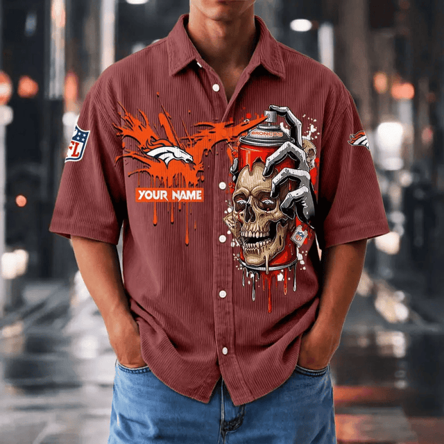 [SPECIAL OFFER] NEW CUSTOMIZED NFL13 DVB DENVER BRONCOS SEERSUCKER BUTTON SHIRT