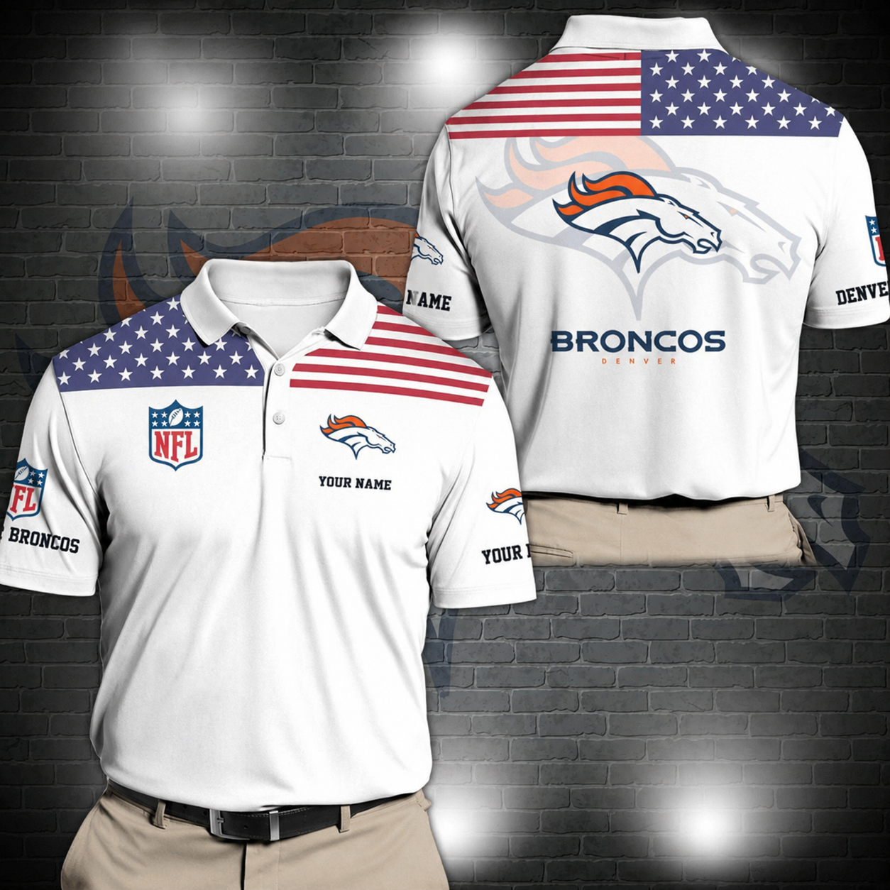 LIMITED EDITION - NEW CUSTOMIZED NFL13 DVB DENVER BRONCOS POLO SHIRT