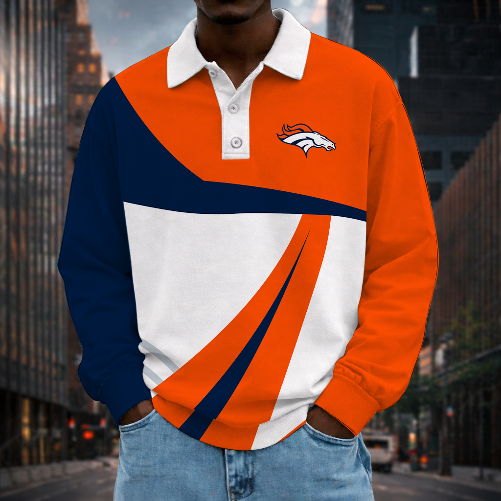 [SPECIAL OFFER] NEW CUSTOMIZED NFL13 DVB DENVER BRONCOS LONG SLEEVE POLO SHIRT