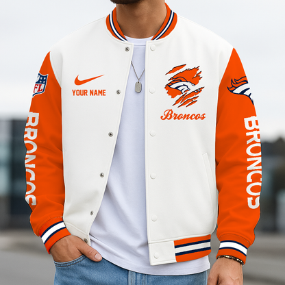LIMITED EDITION - NEW CUSTOMIZED NFL13 DVB DENVER BRONCOS BASEBALL JACKET