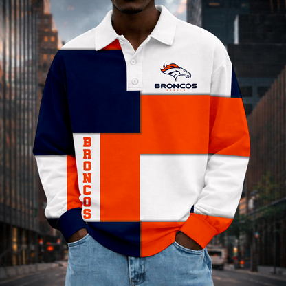 LIMITED EDITION - NEW CUSTOMIZED NFL13 DVB DENVER BRONCOS MEN LONG SLEEVE POLO