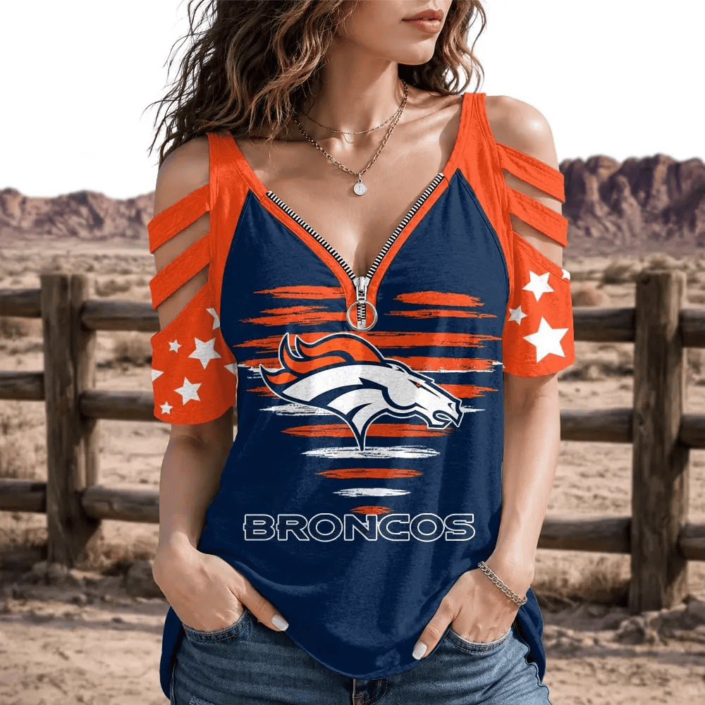 [SPECIAL OFFER] NEW CUSTOMIZED NFL13 DVB DENVER BRONCOS STRAPPY COLD-SHOULDER TOP