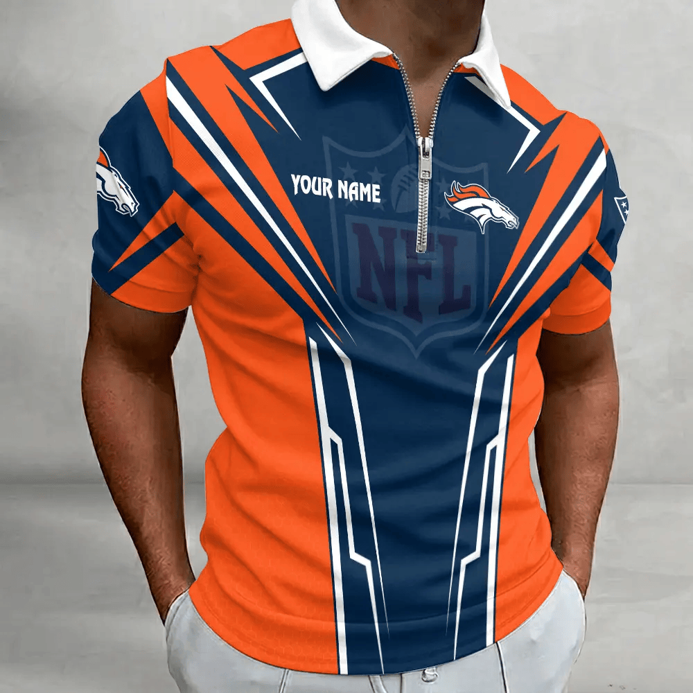 [SPECIAL OFFER] NEW CUSTOMIZED NFL13 DVB DENVER BRONCOS ZIP POLO SHIRT