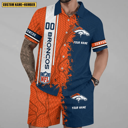 LIMITED RUN - NEW CUSTOMIZED NFL13 DVB DENVER BRONCOS UNISEX HAWAIIAN SHIRT & SHORTS SET