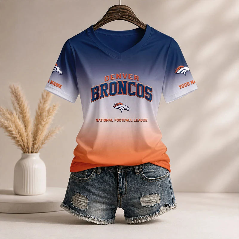 LIMITED EDITION - NEW CUSTOMIZED NFL13 DVB DV BRONCOS V-NECK FEMALE SHIRT