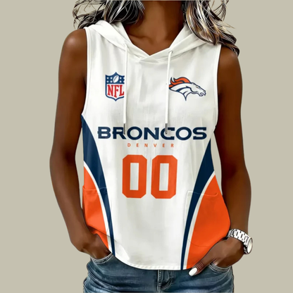 [SPECIAL OFFER] NEW CUSTOMIZED NFL13 DVB DENVER BRONCOS WOMEN'S SLEEVELESS HOODED POCKET TANK TOP