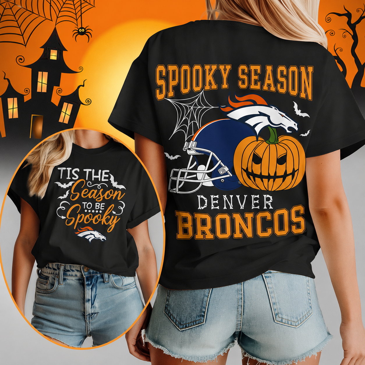LIMITED EDITION - NEW CUSTOMIZED NFL13 DVB DENVER BRONCOS  HALLOWEEN T-SHIRT, HOODIE & ZIP HOODIE