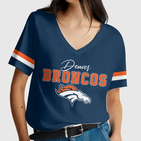 LIMITED EDITION - NEW CUSTOMIZED NFL13 DVB DENVER BRONCOS V-NECK FEMALE SHIRT