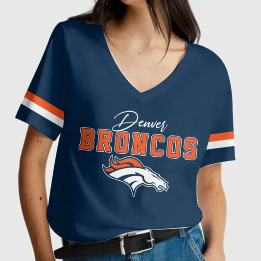 LIMITED EDITION - NEW CUSTOMIZED NFL13 DVB DENVER BRONCOS V-NECK FEMALE SHIRT