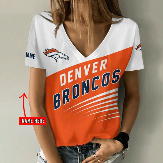 [SPECIAL OFFER] NEW CUSTOMIZED NFL13 DVB DENVER BRONCOS V-NECK FEMALE SHIRT