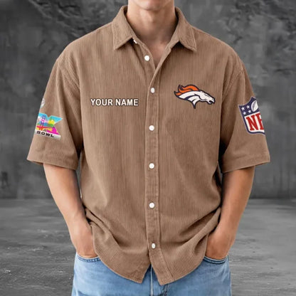 LIMITED EDITION - NEW CUSTOMIZED NFL13 DVB DENVER BRONCOS SEERSUCKER BUTTON SHIRT