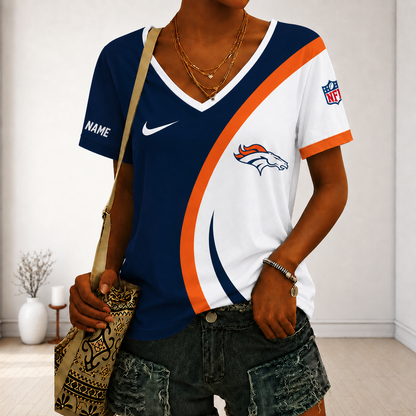 LIMITED EDITION - NEW CUSTOMIZED NFL13 DVB DENVER BRONCOS V-NECK FEMALE SHIRT