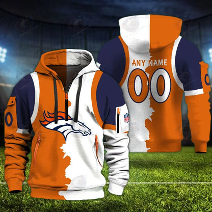 [SPECIAL OFFER] NEW CUSTOMIZED NFL13 DVB DENVER BRONCOS QUARTER ZIP HOODIE