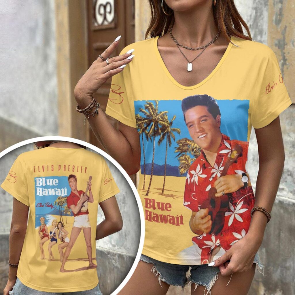 [FAN FAVORITE] NEW CUSTOMIZED ELVIS PRESLEY V-NECK FEMALE SHIRT