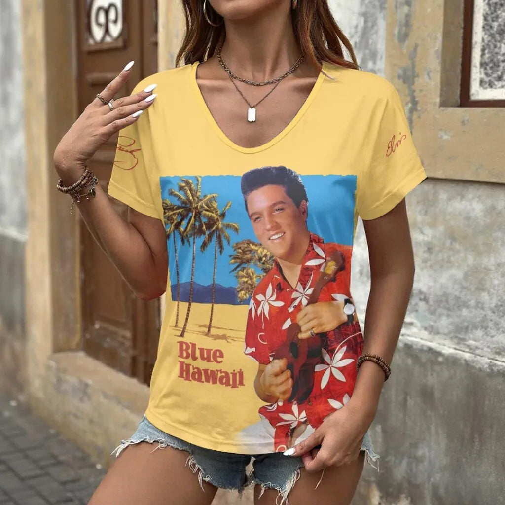 [FAN FAVORITE] NEW CUSTOMIZED ELVIS PRESLEY V-NECK FEMALE SHIRT