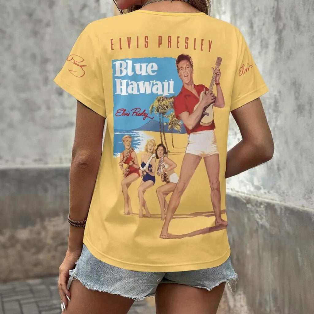 [FAN FAVORITE] NEW CUSTOMIZED ELVIS PRESLEY V-NECK FEMALE SHIRT