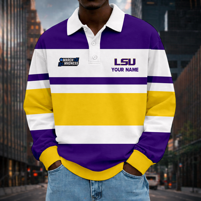 LIMITED EDITION - NEW CUSTOMIZED NCAA MAM13 LST LSU TIGERS UNISEX LONG SLEEVE POLO