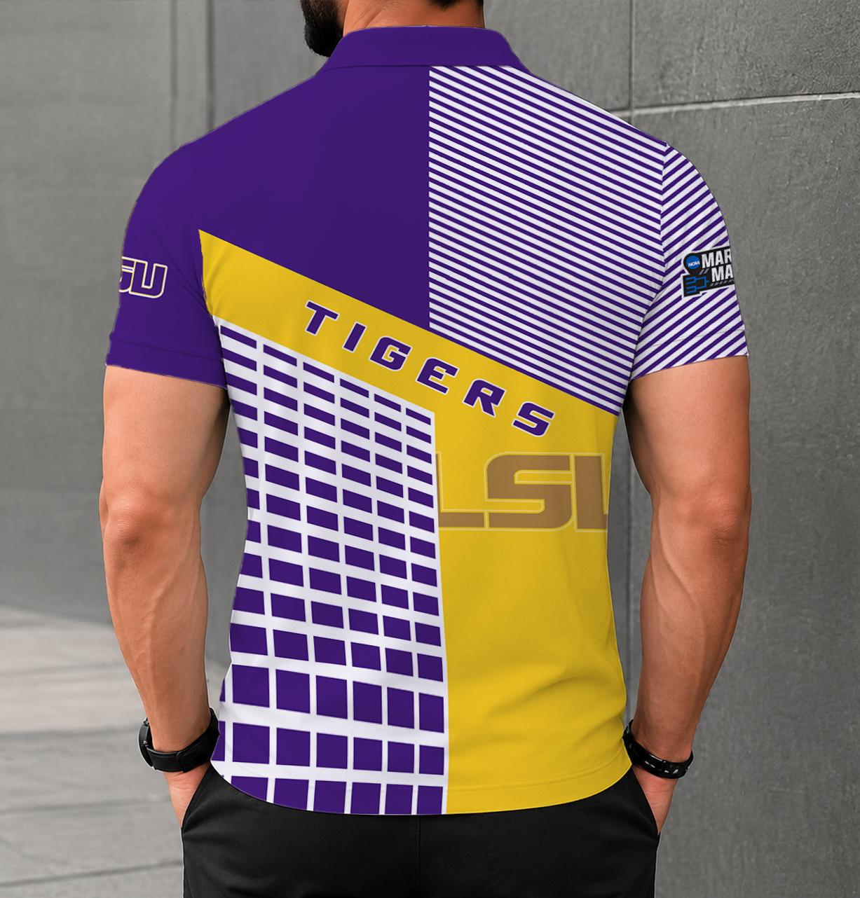 VIRAL EDITION - NEW CUSTOMIZED NCAA MAM13 LST LSU TIGERS POLO SHIRT