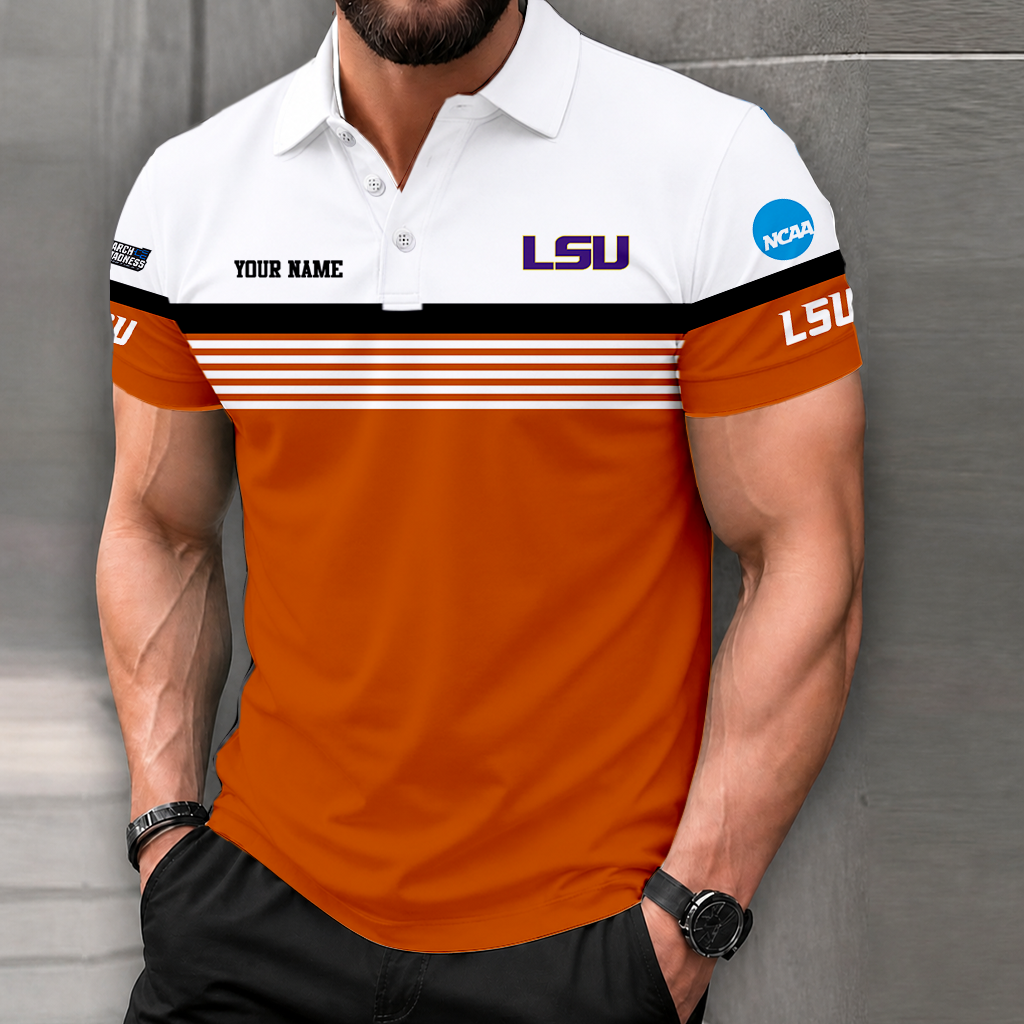 LIMITED EDITION - NEW CUSTOMIZED NCAA MAM13 LST LSU TIGERS POLO SHIRT