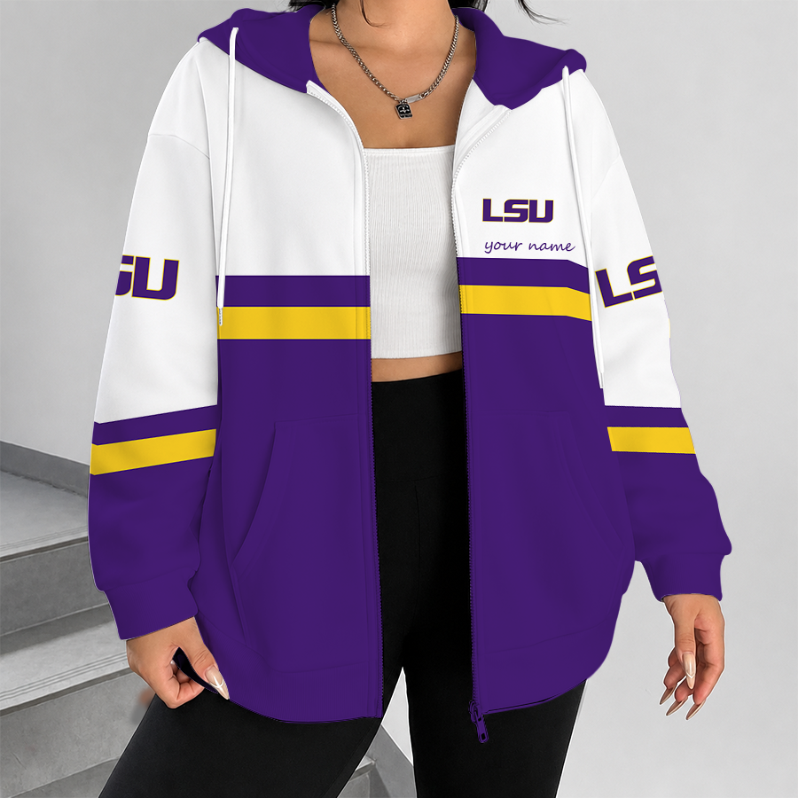[FAN FAVORITE] NEW CUSTOMIZED NCAA MAM13 LST LSU TIGERS STRAPPY ZIP HOODIE