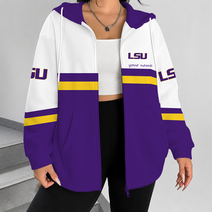 [FAN FAVORITE] NEW CUSTOMIZED NCAA MAM13 LST LSU TIGERS STRAPPY ZIP HOODIE