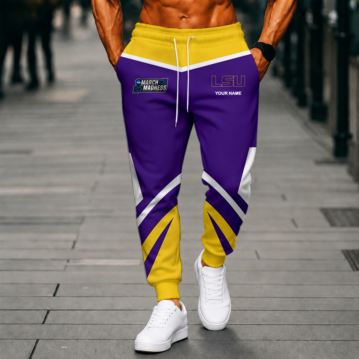 LIMITED EDITION - NEW CUSTOMIZED NCAA MAM13 LST LSU TIGERS SWEATPANTS