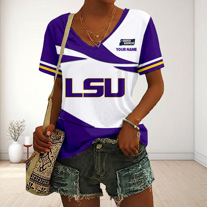 LIMITED DROP - NEW CUSTOMIZED | NCAA MAM13 LST LSU TIGERS V-NECK FEMALE SHIRT