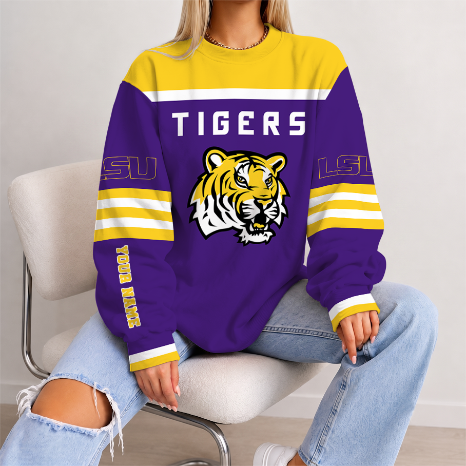 [FAN FAVORITE] NEW CUSTOMIZED NCAA MAM13 LST LSU TIGERS STRAPPY UNISEX SWEATSHIRT