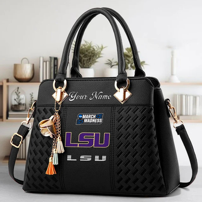 LIMITED EDITION - NEW CUSTOMIZED NCAA MAM13 LST LSU TIGERS ZIP HANDBAG MULTICOLOR