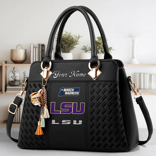 LIMITED EDITION - NEW CUSTOMIZED NCAA MAM13 LST LSU TIGERS ZIP HANDBAG MULTICOLOR