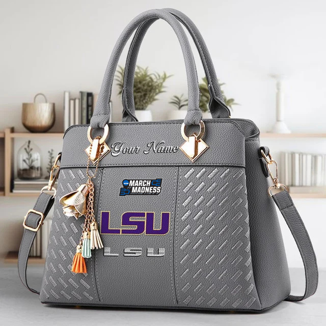 LIMITED EDITION - NEW CUSTOMIZED NCAA MAM13 LST LSU TIGERS ZIP HANDBAG MULTICOLOR