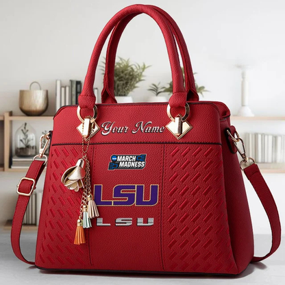 LIMITED EDITION - NEW CUSTOMIZED NCAA MAM13 LST LSU TIGERS ZIP HANDBAG MULTICOLOR