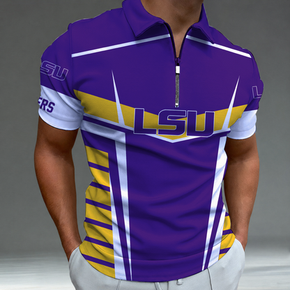 [FAN FAVORITE] NEW CUSTOMIZED NCAA MAM13 LST LSU TIGERS STRAPPY POLO SHIRT