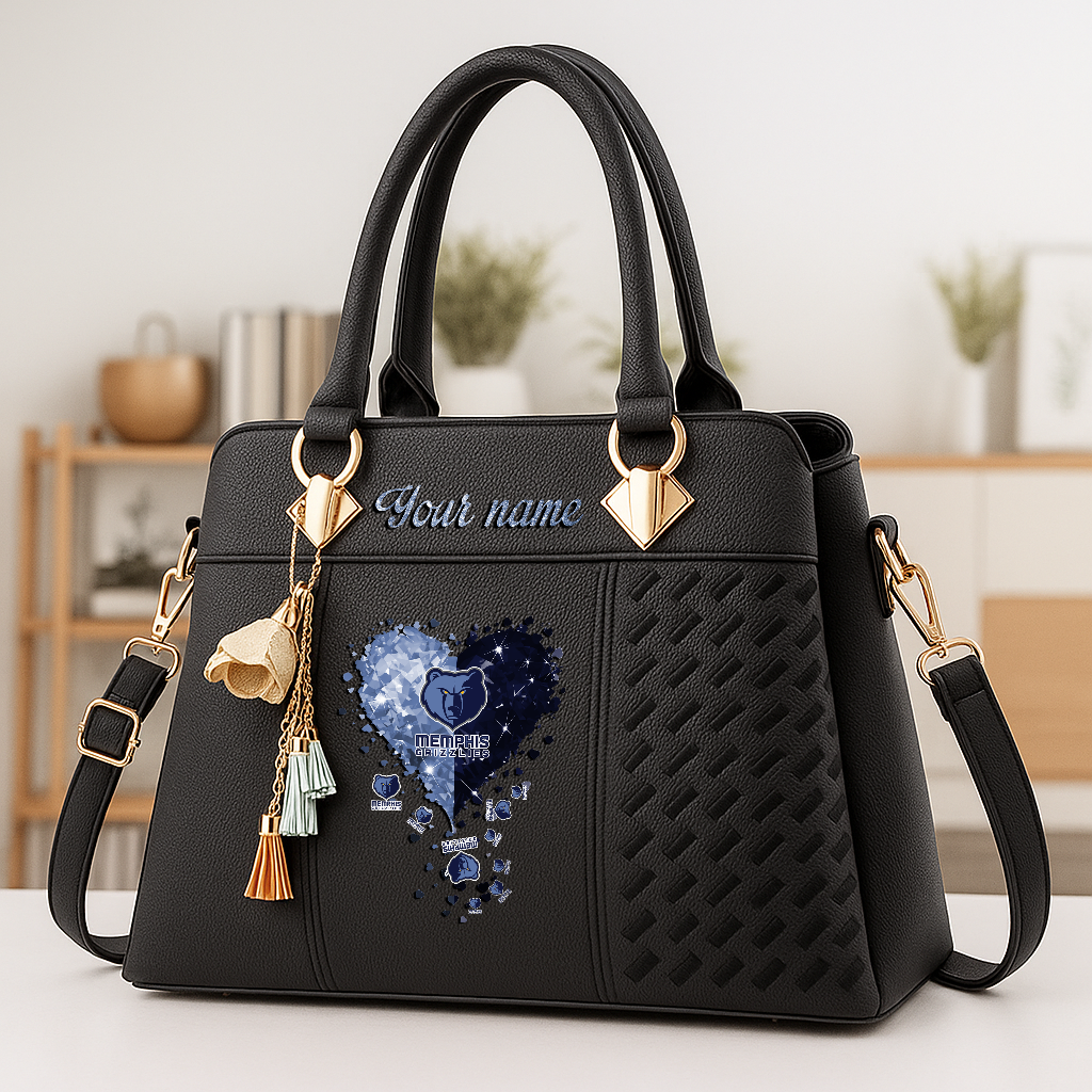LIMITED EDITION - NEW CUSTOMIZED NBA13 MGR MEMPHIS GRIZZLIES ZIP HANDBAG MULTICOLOR