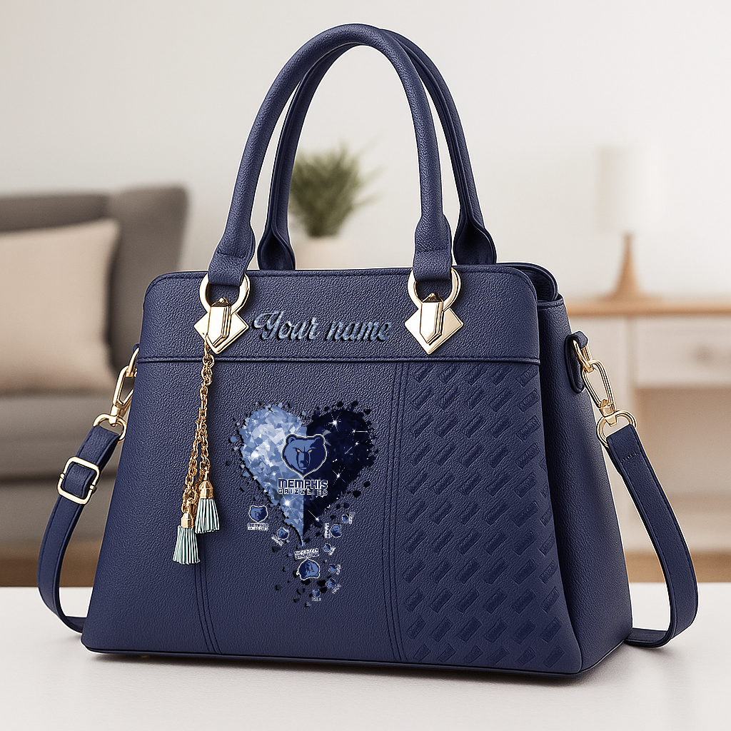 LIMITED EDITION - NEW CUSTOMIZED NBA13 MGR MEMPHIS GRIZZLIES ZIP HANDBAG MULTICOLOR
