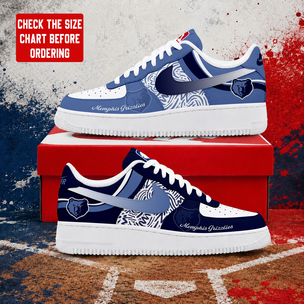 VIRAL EDITION - NEW CUSTOMIZED NBA13 MGR MEMPHIS GRIZZLIES AF1 SNEAKERS