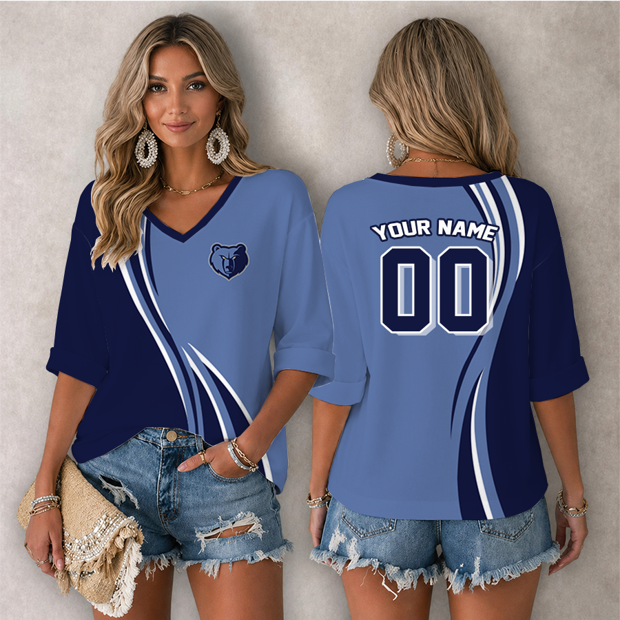 LIMITED EDITION - NEW CUSTOMIZED NBA13 MGR MEMPHIS GRIZZLIES WOMEN'S HEART V-NECK LONG SLEEVE SHIRT