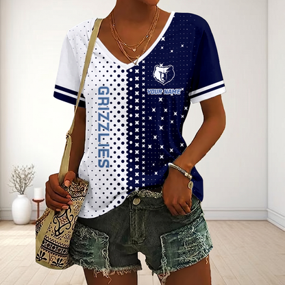 LIMITED EDITION - NEW CUSTOMIZED NBA13 MGR MEMPHIS GRIZZLIES V-NECK FEMALE SHIRT