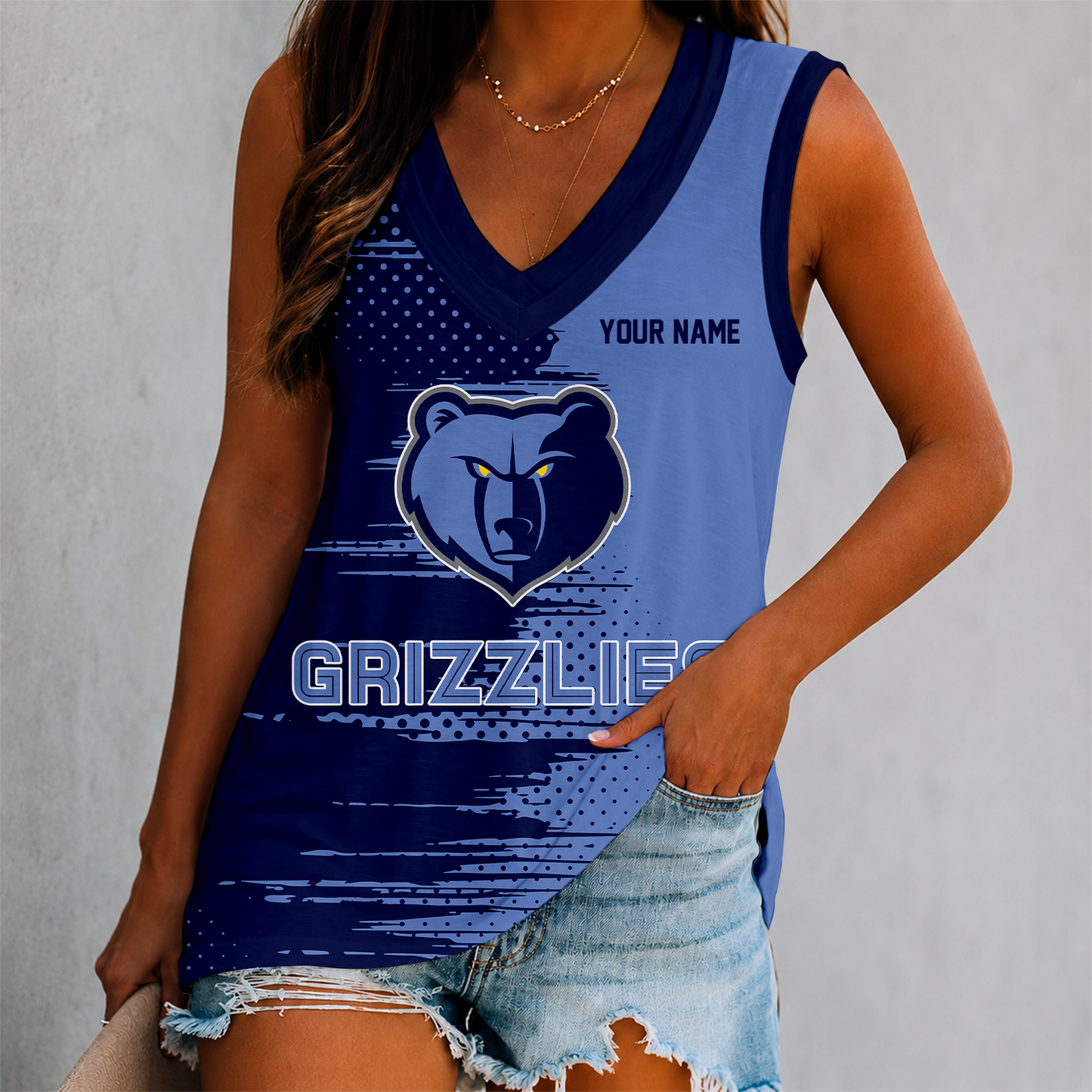 FINAL SALE - NEW CUSTOMIZED NBA13 MGR MEMPHIS GRIZZLIES WOMEN'S V-NECK TANK TOP