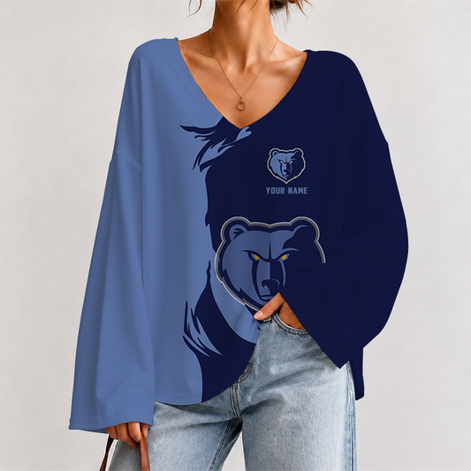 [HOT DEAL] NEW CUSTOMIZED NBA13 MGR MEMPHIS GRIZZLIES V-NECK LONG SLEEVED CROP TOP