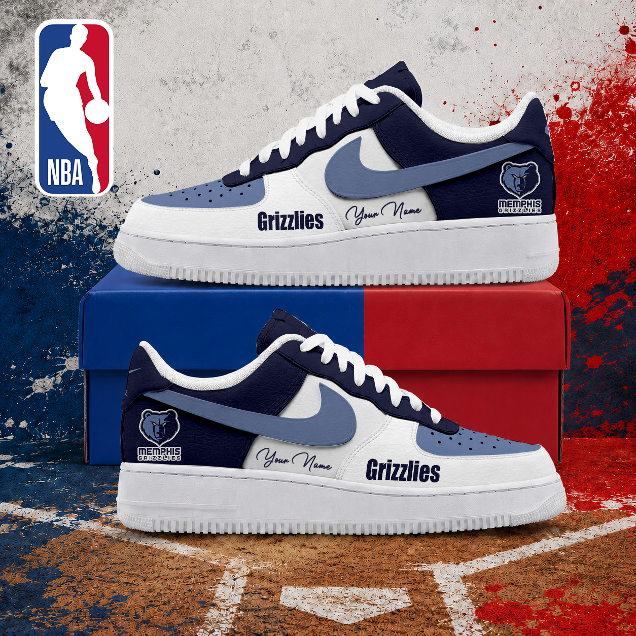 MEGA SALE - NEW CUSTOMIZED NBA13 MGR MEMPHIS GRIZZLIES AF1 SNEAKERS