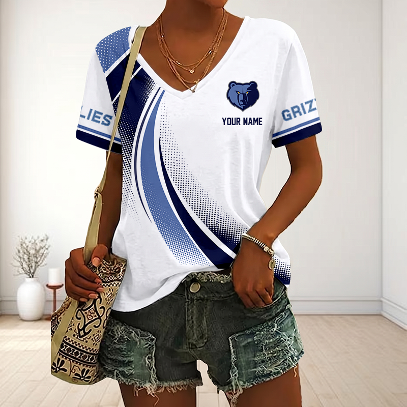 FINAL SALE - NEW CUSTOMIZED NBA13 MGR MEMPHIS GRIZZLIES V-NECK FEMALE SHIRT